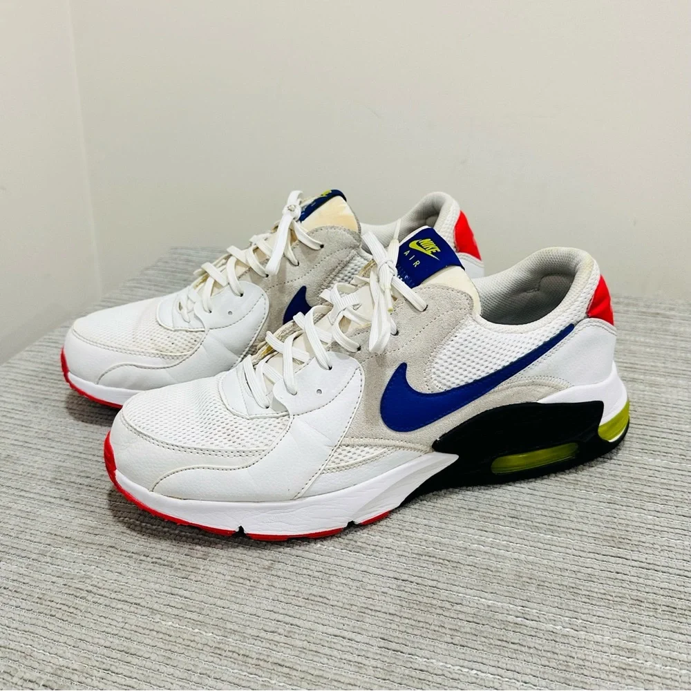 Size 12 -Nike Air Max Excee Hyper Blue White Red‎ Leather Tan Suede (CD4165-101)